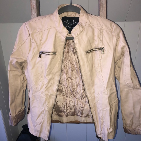 Beige faux leather jacket - Picture 1 of 4